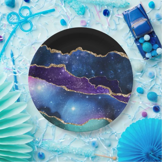 Assiettes En Carton Galaxy Agate Series Design (Fête)