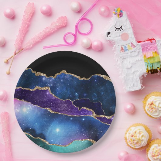 Assiettes En Carton Galaxy Agate Series Design (Fête)