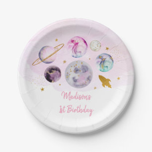 Assiettes En Carton Galaxy Pink Gold Espace extra-atmosphérique Anniv