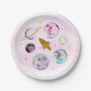 Assiettes En Carton Galaxy Pink Gold Espace extra-atmosphérique Anniv
