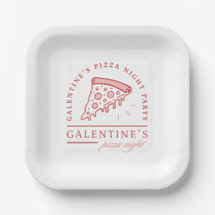 Assiettes En Carton Galentines pizza nuit filles valentines fête