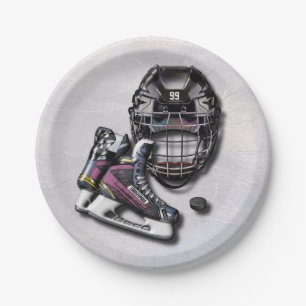 Assiettes En Carton Galet de casque de patins de hockey sur glace avec