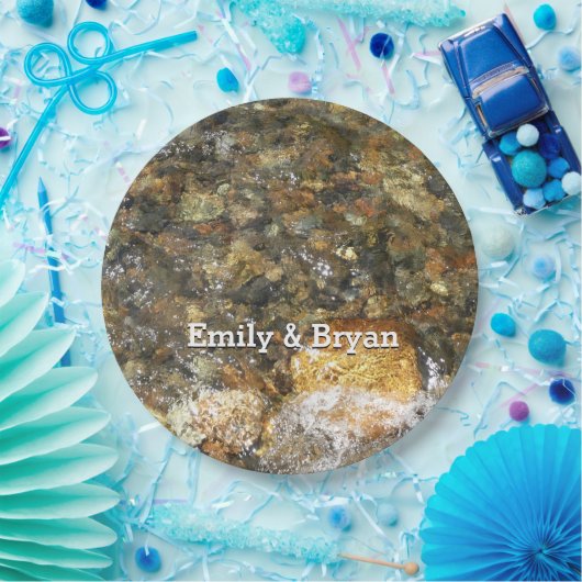 Assiettes En Carton Galets Brown et gris naturel Abstrait (Fête)