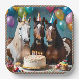 Assiettes En Carton Galloping in Fun : Un Cheval fête d'anniversaire