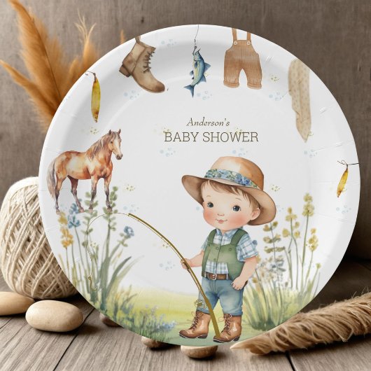Assiettes En Carton Gallops & Gills Derby Baby shower Rustique Pêcheur