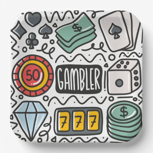 Assiettes En Carton Gambling Casino Poker (Recto)