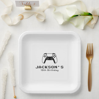 Assiettes En Carton Gamer Boys Simple Modern Birthday Party
