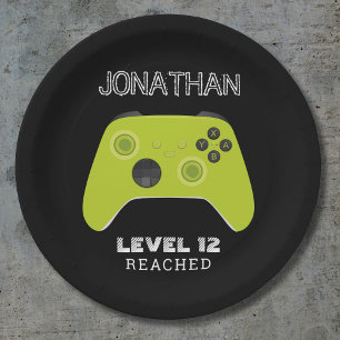 ASSIETTES EN CARTON GAMER DE CONTRÔLEUR VERT NIVEAU HAUT SAC FAVOR