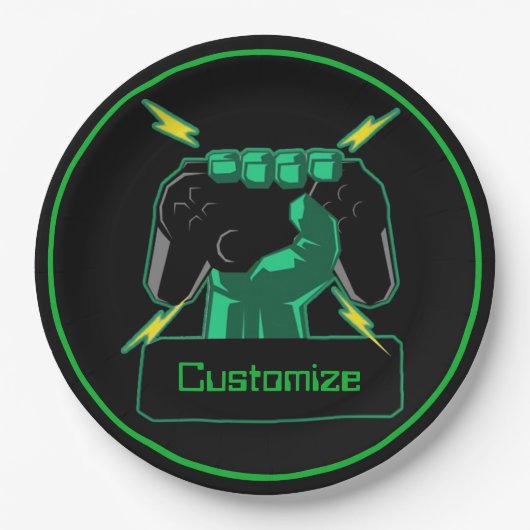 Assiettes En Carton Gamer de puissance personnalisé (Devant)