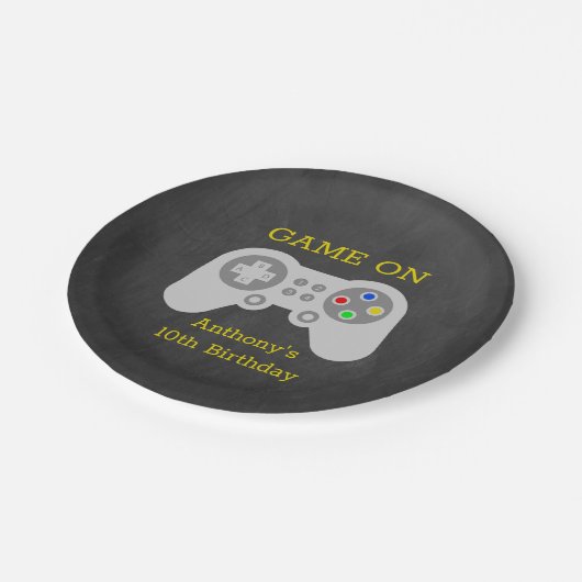 Assiettes En Carton Gamer moderne N'importe quel âge fête d'anniversai (Angle)