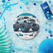 Assiettes En Carton gamins garçons voitures cool monstre camion 1er an (Fête)