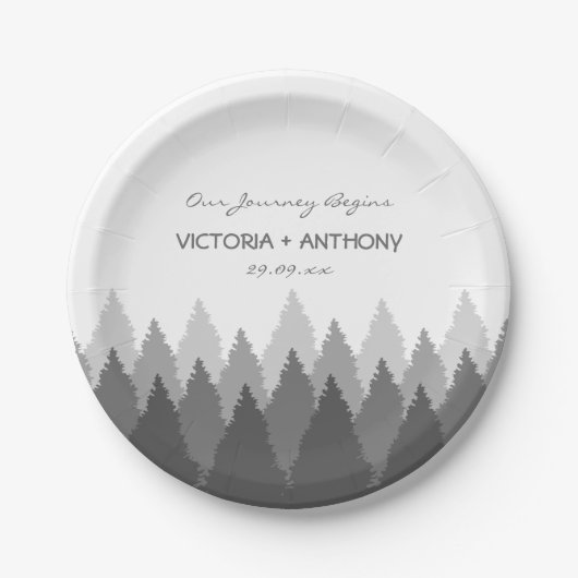 Assiettes En Carton Gamme de forêts grises Mariage de bois (Devant)
