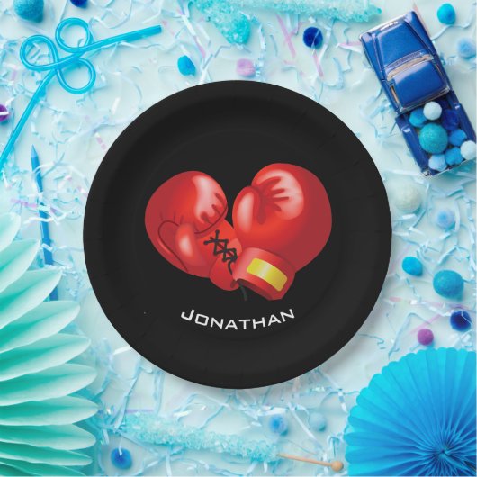 Assiettes En Carton Gants de boxe Conception Papier Plaque (Fête)