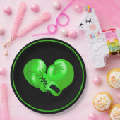 Assiettes En Carton Gants de boxe verte de chaux Design Papier de conc (Fête)