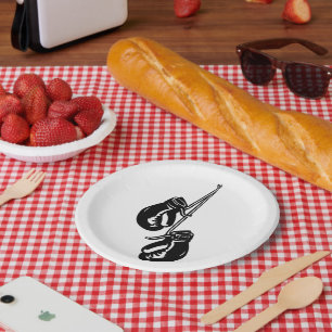 Assiettes En Carton Gants de boxe vintage pendaison Retro Fighter