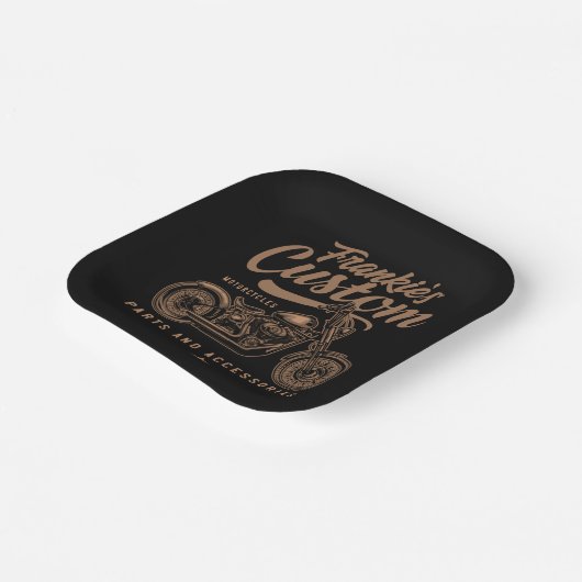 Assiettes En Carton Garage de motocyclette Bobber personnalisé (Angulaire)