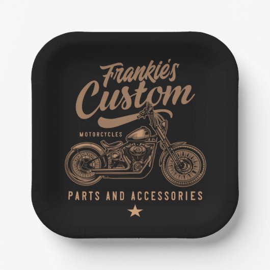 Assiettes En Carton Garage de motocyclette Bobber personnalisé (Recto)