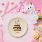 Assiettes En Carton Garçon 10e anniversaire, 10 sur gâteau bleu sucré (Fête)