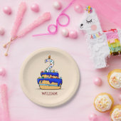 Assiettes En Carton Garçon 2e anniversaire, 2 sur le gâteau bleu doux (Fête)