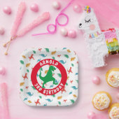 Assiettes En Carton Garçon 3e anniversaire Dinosaur Motif T-Rex (Fête)