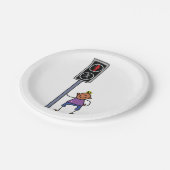 Assiettes En Carton Garçon au passage piéton avec le signal rouge Stop (Angle)