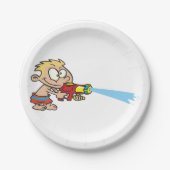 Assiettes En Carton Garçon avec pistolet à eau Été Amusement (Devant)
