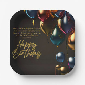 Assiettes En Carton Garçon d'anniversaire ironique