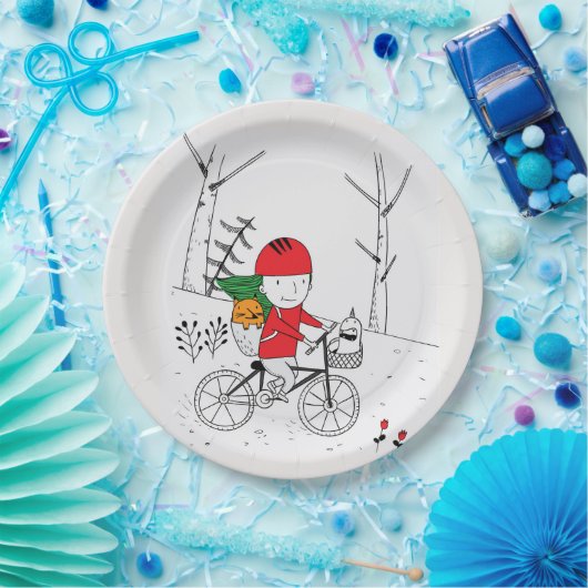 Assiettes En Carton Garçon en vélo (Fête)