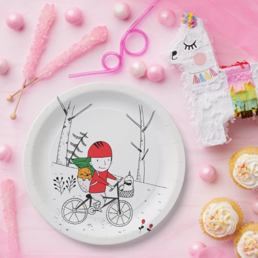 Assiettes En Carton Garçon en vélo (Fête)