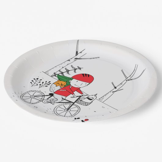 Assiettes En Carton Garçon en vélo (Angle)