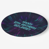 Assiettes En Carton Garçon Neon Turquoise Glow (Angle)