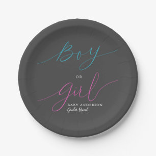 Assiettes En Carton Garçon Ou Fille Rose Bleu Script Genre Revela Par