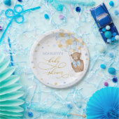Assiettes En Carton Garçon Teddy Oear Baby shower Blue Gold Stars Part (Fête)