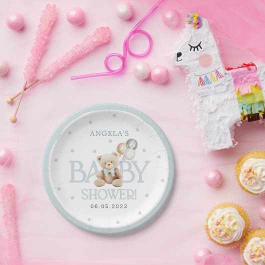 Assiettes En Carton Garçon Teddy Ours Nous Pouvons Attendre Baby showe (Fête)