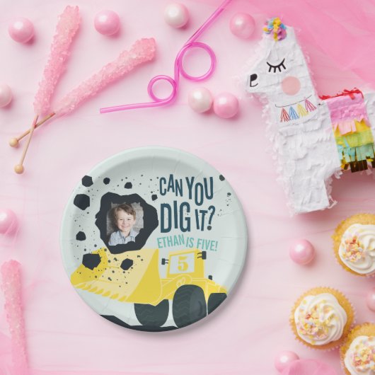 Assiettes En Carton Garçons Anniversaire Construction Camion Bleu Jaun (Fête)