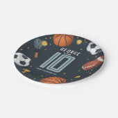 Assiettes En Carton Garçons Anniversaire de enfant sportif moderne Blu (Angle)