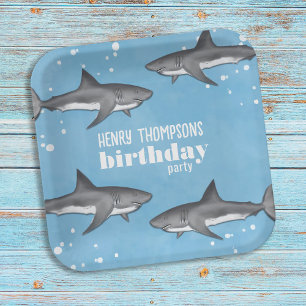 Assiettes En Carton Garçons Anniversaire fête requins personnalisés