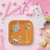 Assiettes En Carton Garçons avec pépinière train Giraffe et Wagon (Fête)