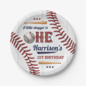 Assiettes En Carton Garçons Baseball 1er anniversaire (Devant)