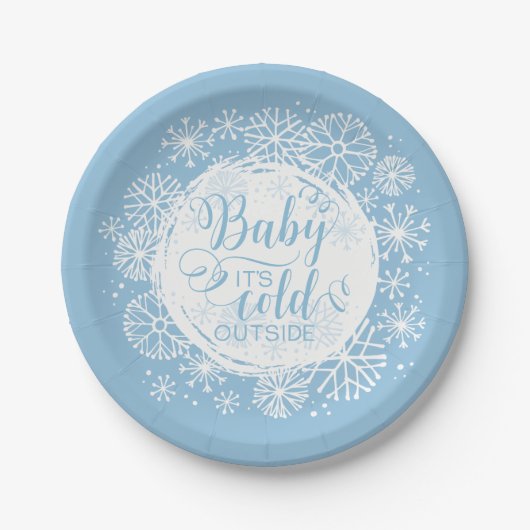 Assiettes En Carton Garçons Bébé Il fait froid dehors 7" Plaque en pap (Devant)