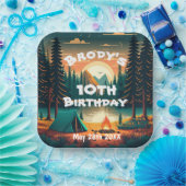 Assiettes En Carton Garçons Camping Aventure Anniversaire Plaque Papie (Fête)
