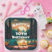 Assiettes En Carton Garçons Camping Aventure Anniversaire Plaque Papie (Fête)