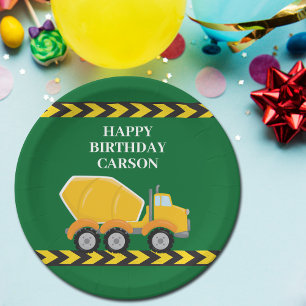 Assiettes En Carton Garçons fête d'anniversaire Custom Green Truck Enf