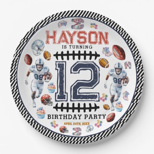 Assiettes En Carton Garçons Football Sports Anniversaire (Devant)