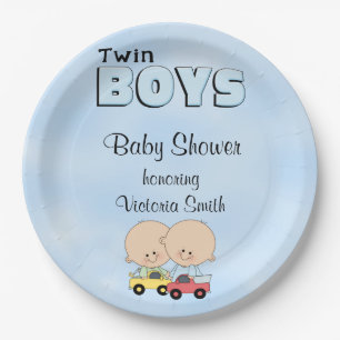 Assiettes En Carton Garçons jumeaux de baby shower