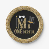 Assiettes En Carton Garçons M. ONEderful Premier Anniversaire Plaques  (Devant)