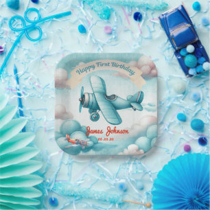Assiettes En Carton Garçons Mignon Voyage Avion Enfants Anniversaire P