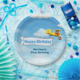 Assiettes En Carton Garçons Mignons Voyage Avion Enfants Anniversaire