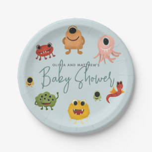 Assiettes En Carton Garçons Moderne Cute Coloré Baby shower Monster