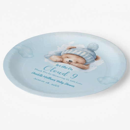 Assiettes En Carton Garçons Ours Nuage Nuage Neuf 9 Baby showers (Angle)